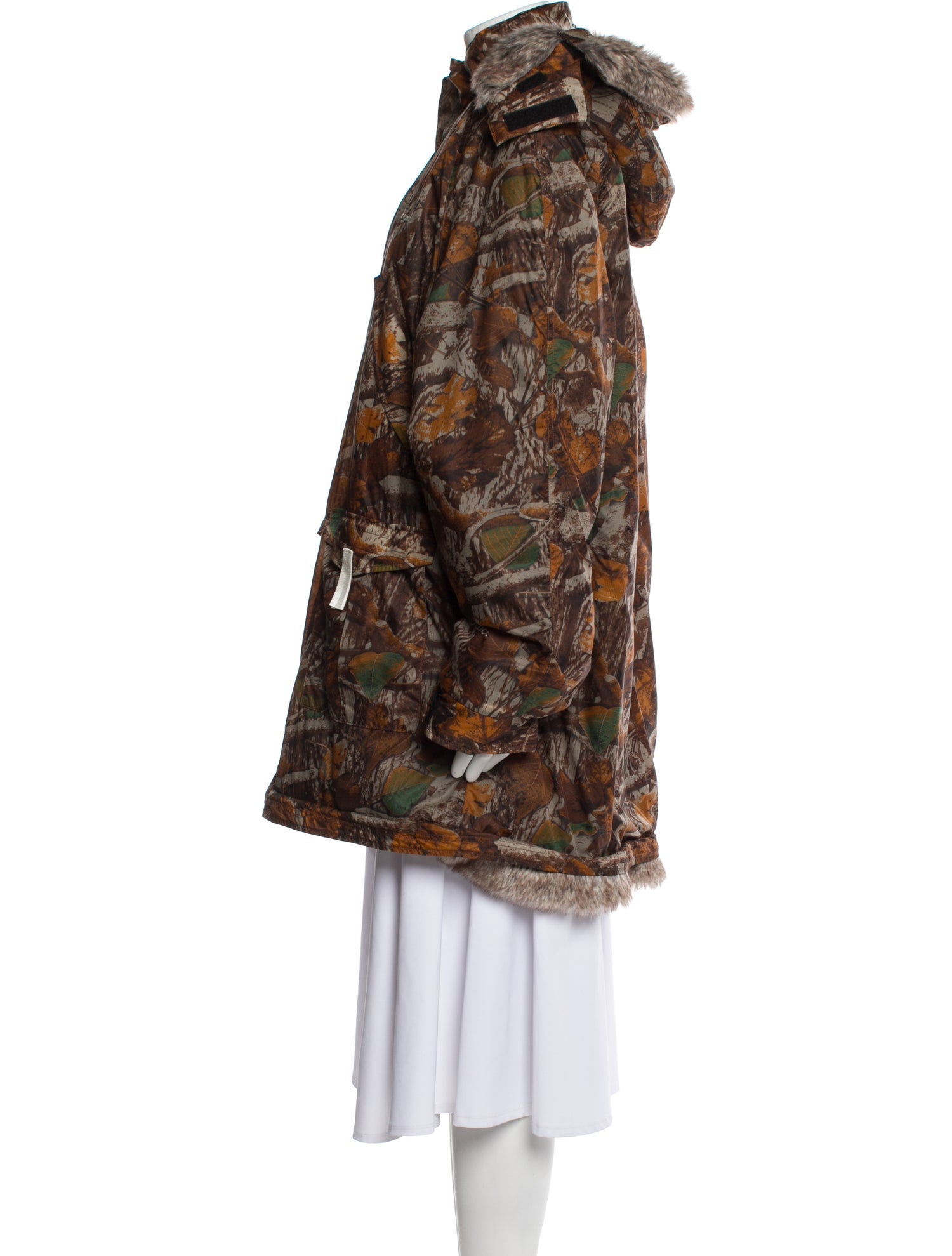 Advisory Board Crystals Printed Faux Fur Coat