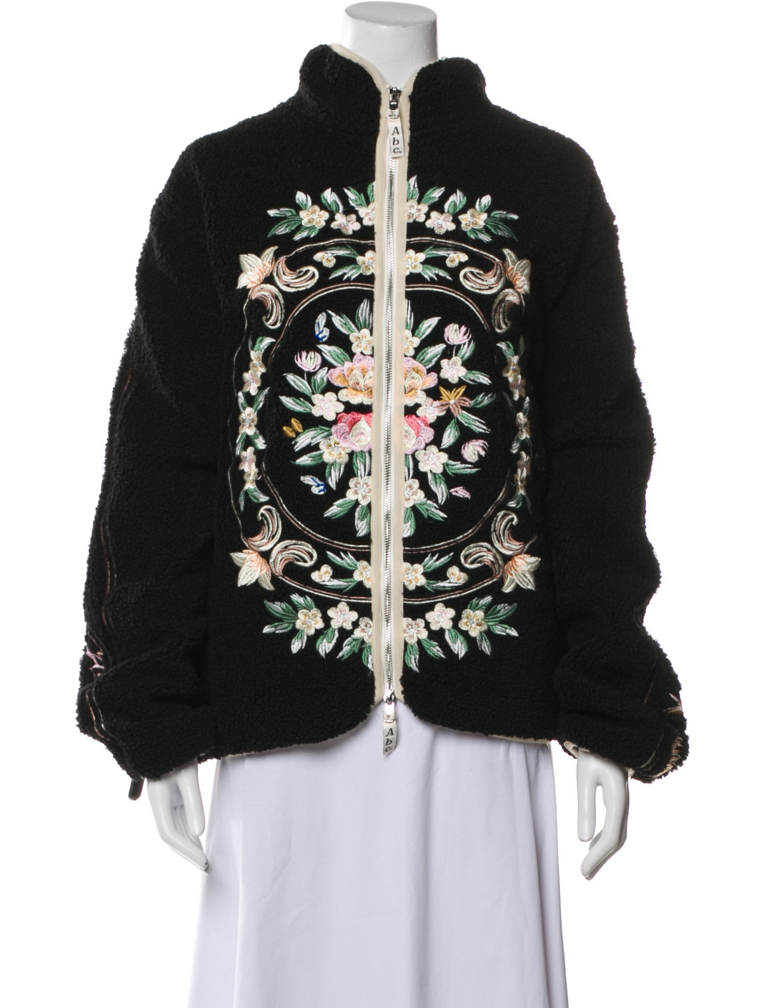 Advisory Board Crystals Graphic Print Faux Fur Jacket