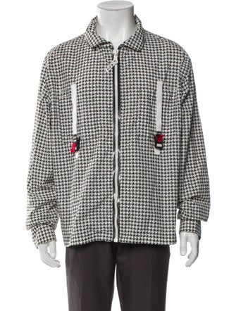 Advisory Board Crystals Houndstooth Print Moto Jacket