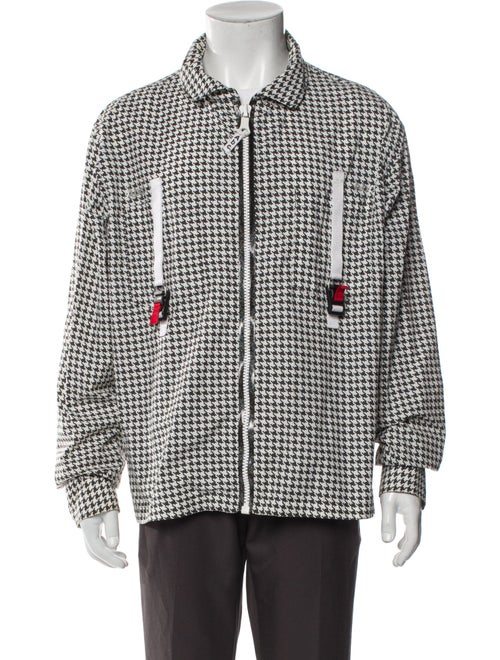 Advisory Board Crystals Houndstooth Print Moto Jacket
