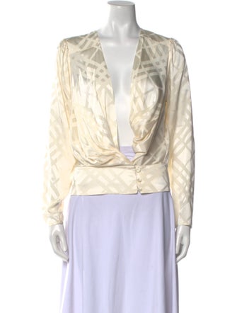 Anine Bing x Helena Christensen Silk Plunge Neckline Blouse