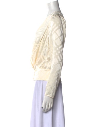 Anine Bing x Helena Christensen Silk Plunge Neckline Blouse