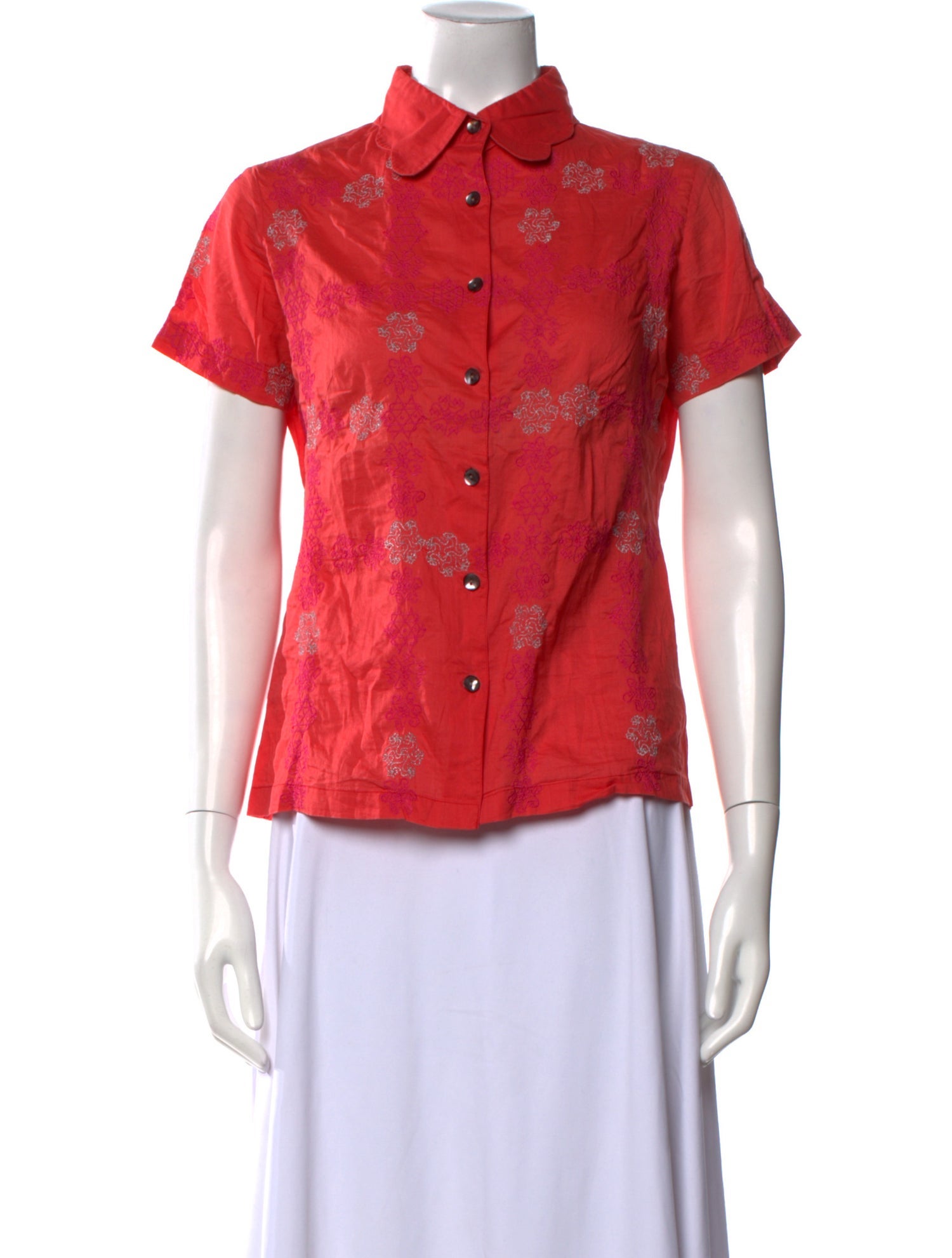 Alpana Bawa Short Sleeve Button-Up Top