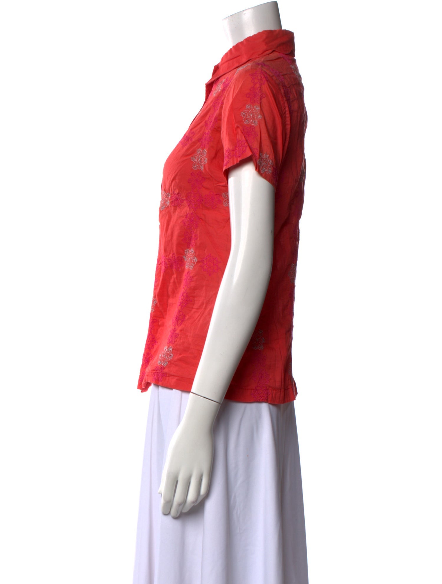 Alpana Bawa Short Sleeve Button-Up Top