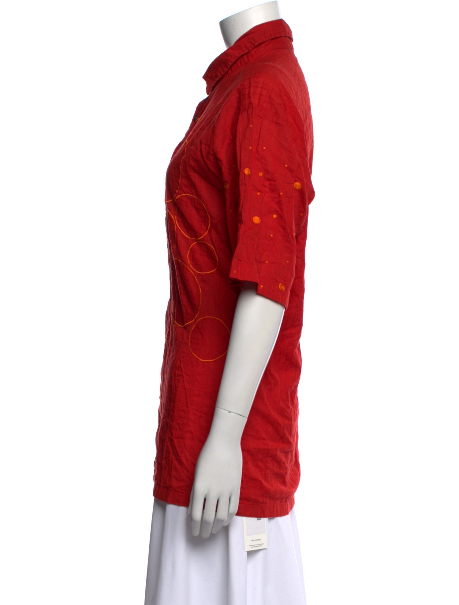 Alpana Bawa Printed Short Sleeve Button-Up Top