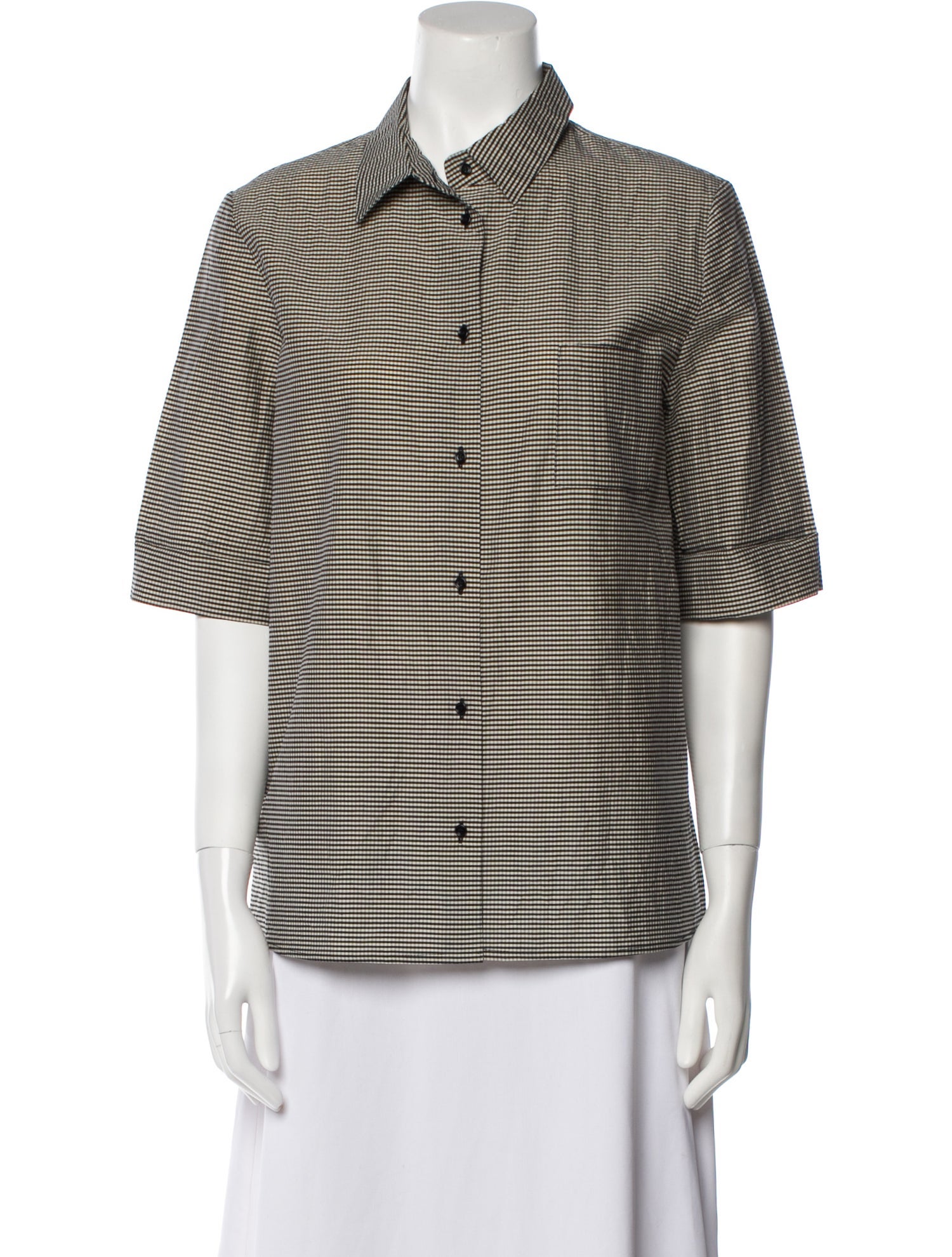 Apuntob Striped Short Sleeve Button-Up Top