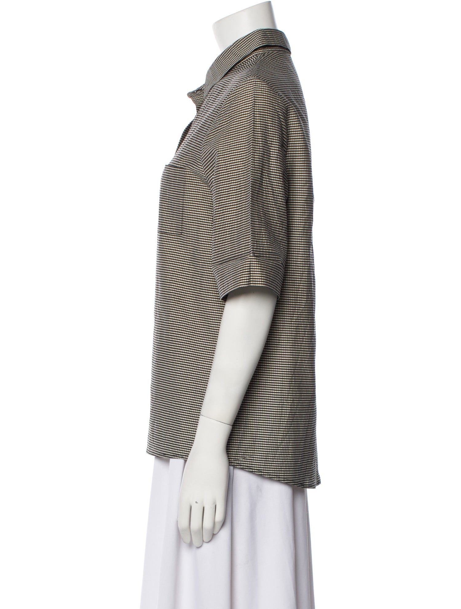 Apuntob Striped Short Sleeve Button-Up Top