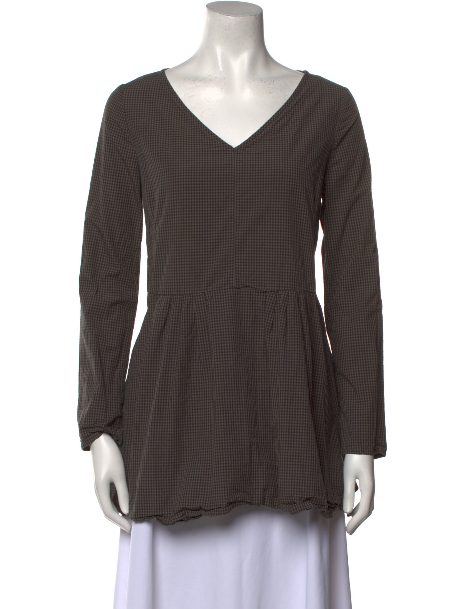 Apuntob Plaid Print V-Neck Tunic