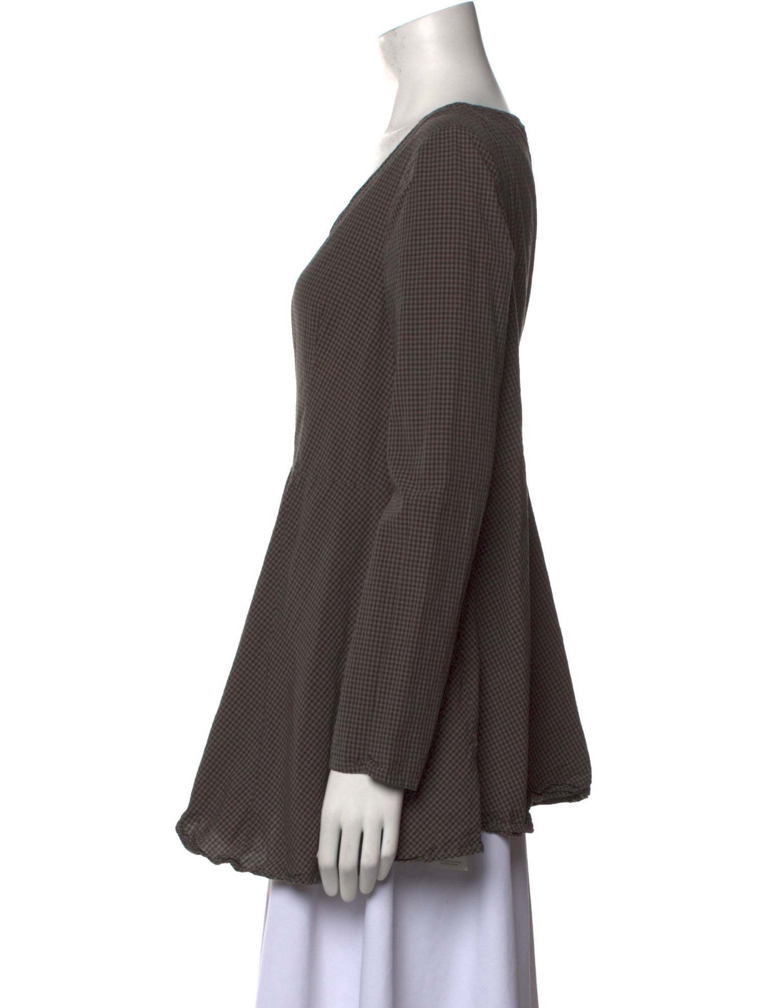 Apuntob Plaid Print V-Neck Tunic