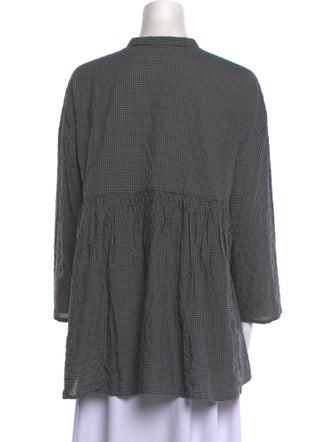 Apuntob Plaid Print Long Sleeve Button-Up Top