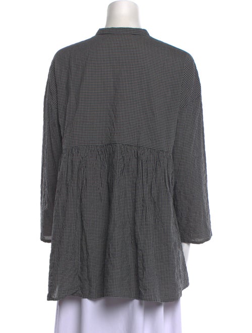 Apuntob Plaid Print Long Sleeve Button-Up Top