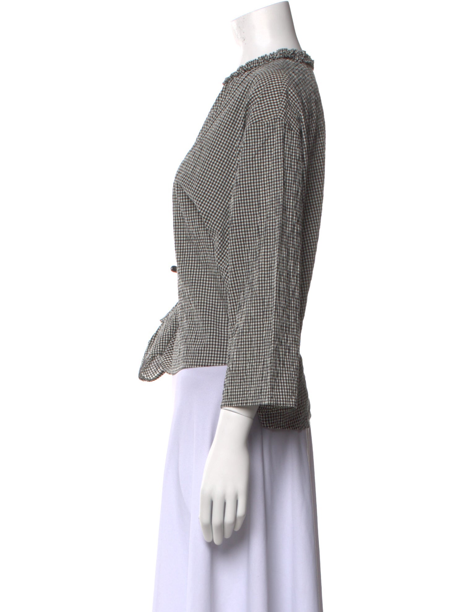 Apuntob Plaid Print Bateau Neckline Top