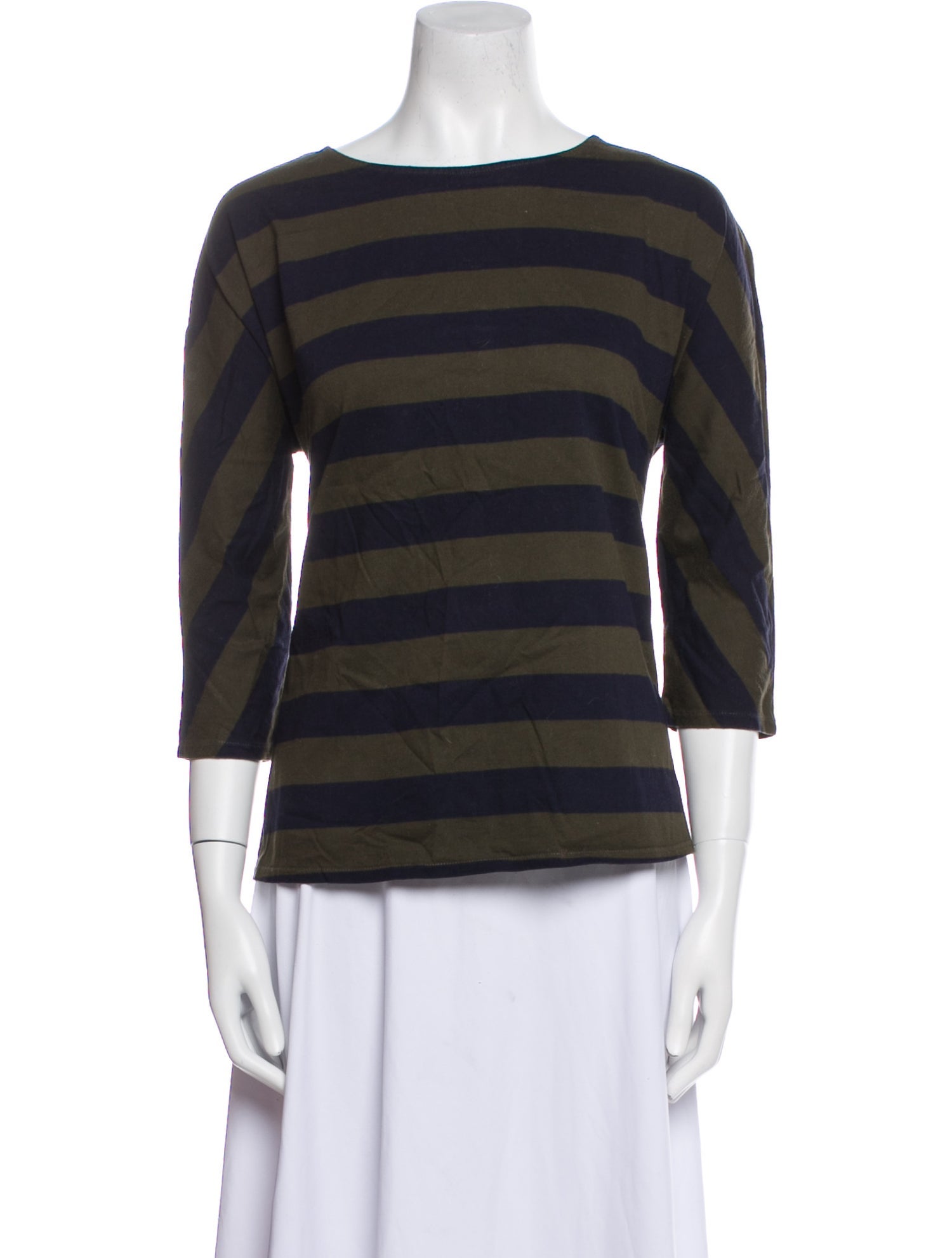Apuntob Striped Bateau Neckline Top