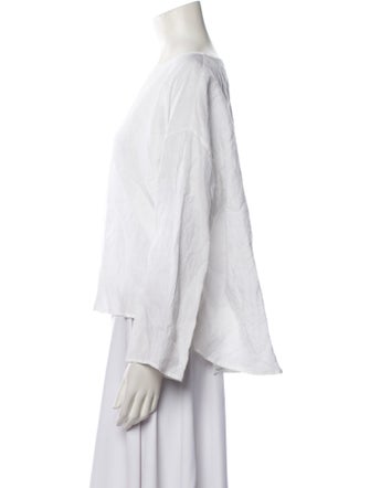 Apuntob Linen Bateau Neckline Blouse