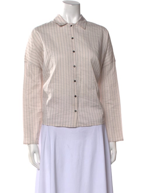 Apuntob Striped Long Sleeve Button-Up Top