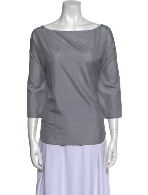 Apuntob Silk Plaid Print Top