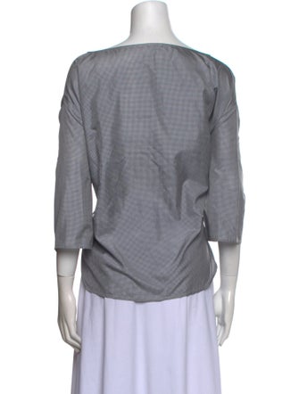 Apuntob Silk Plaid Print Top