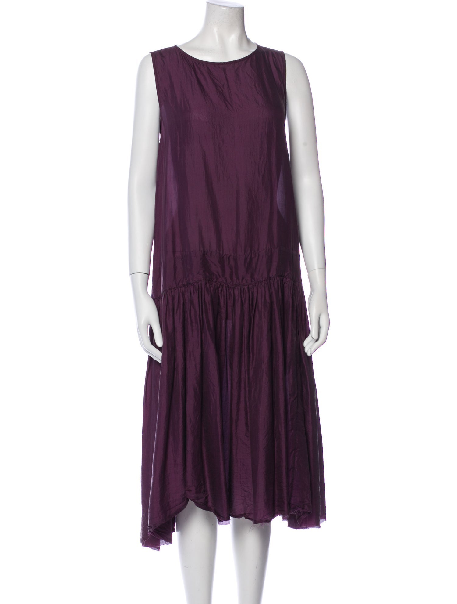 Apuntob Scoop Neck Midi Length Dress