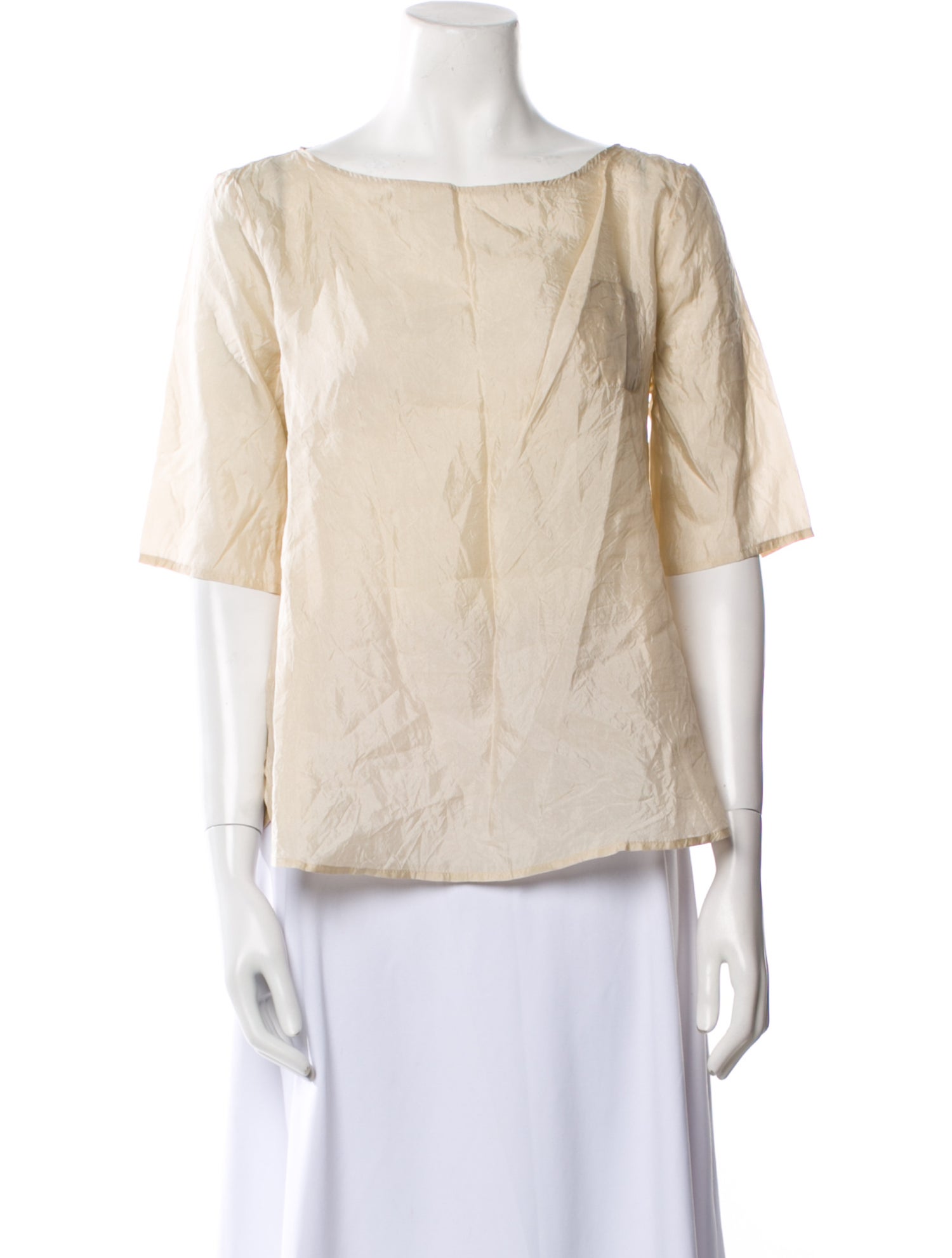 Apuntob Silk Scoop Neck Blouse
