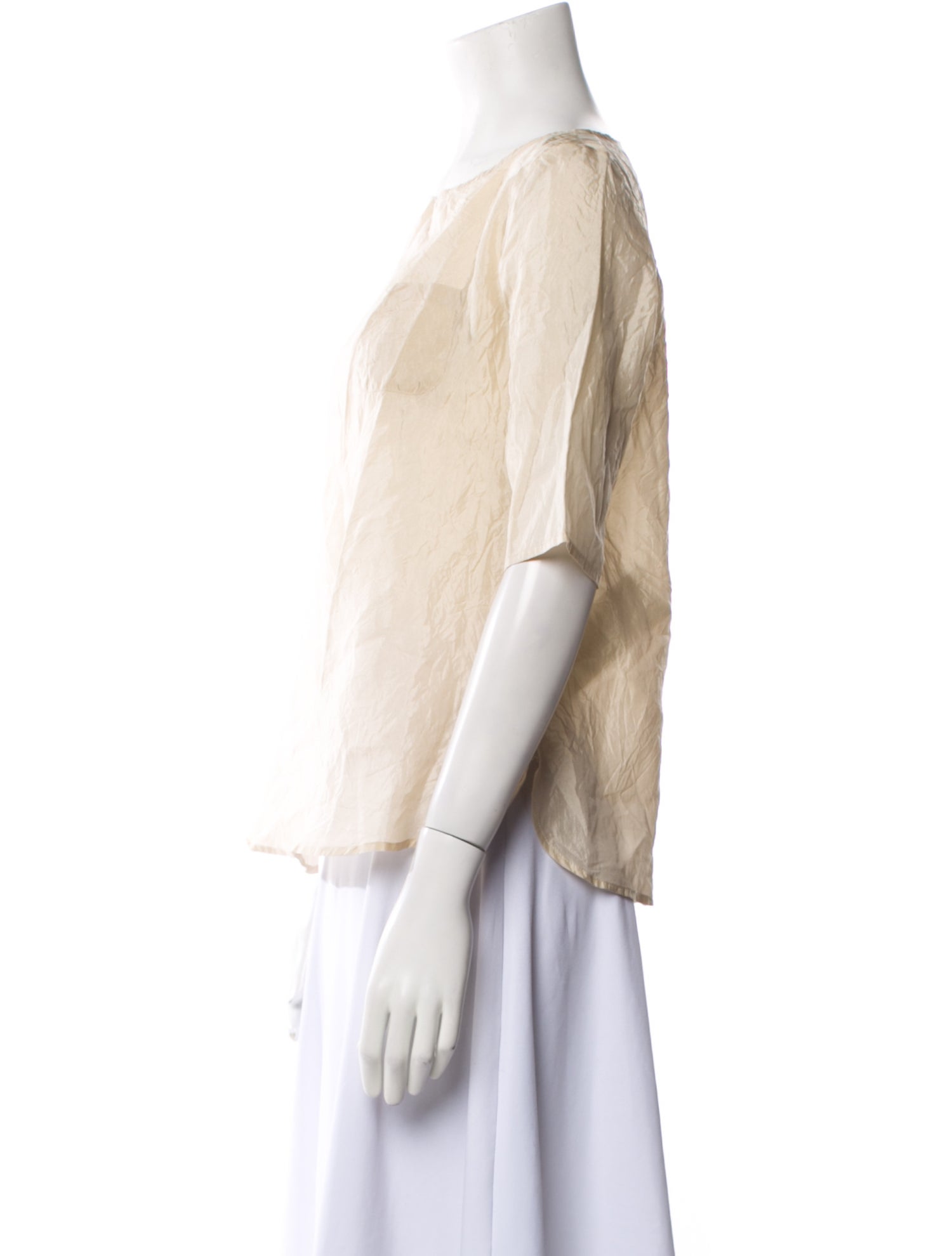 Apuntob Silk Scoop Neck Blouse