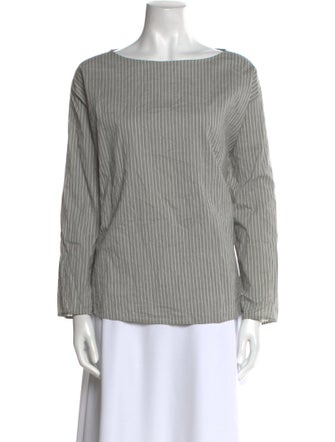 Apuntob Striped Bateau Neckline Blouse