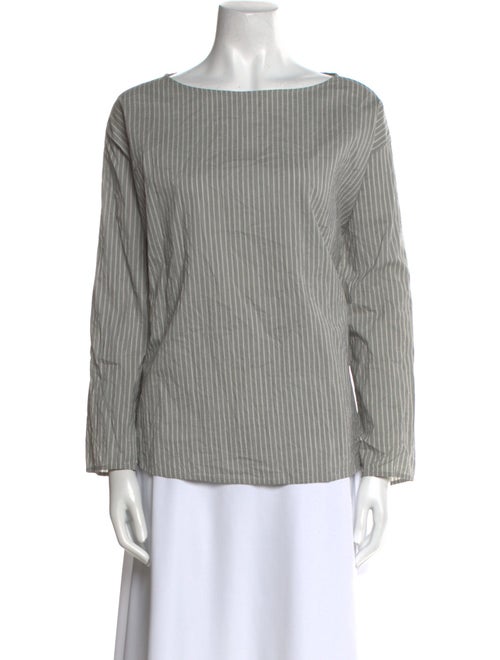 Apuntob Striped Bateau Neckline Blouse