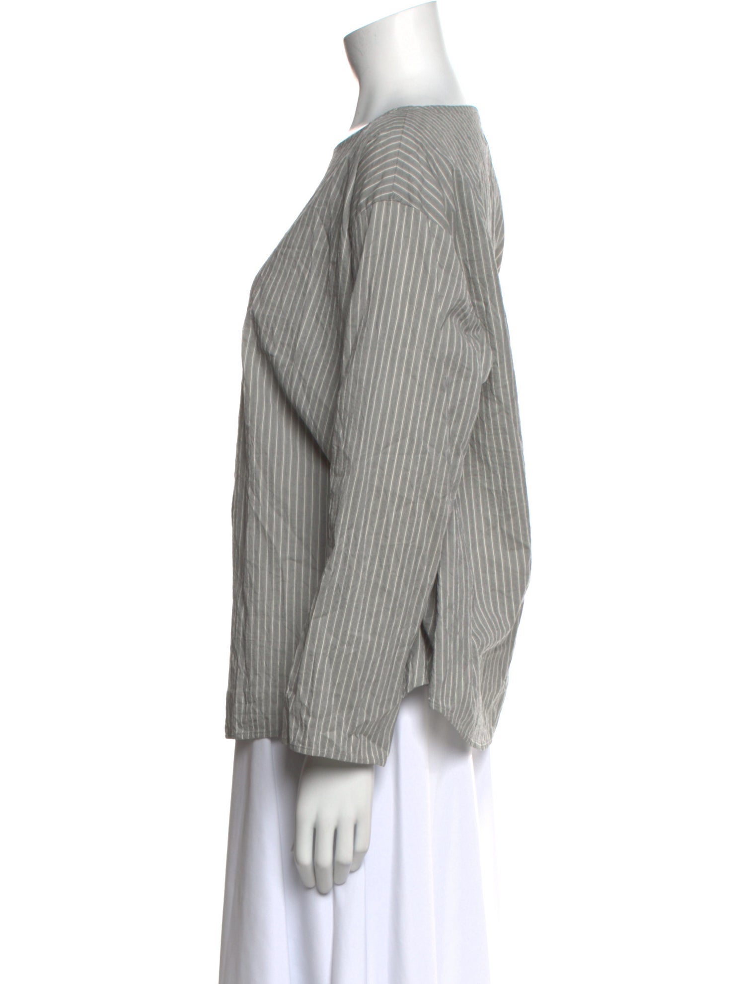 Apuntob Striped Bateau Neckline Blouse