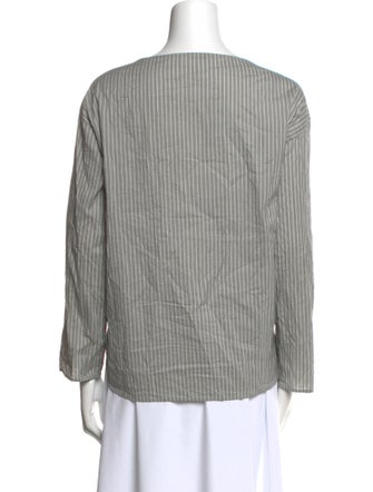 Apuntob Striped Bateau Neckline Blouse