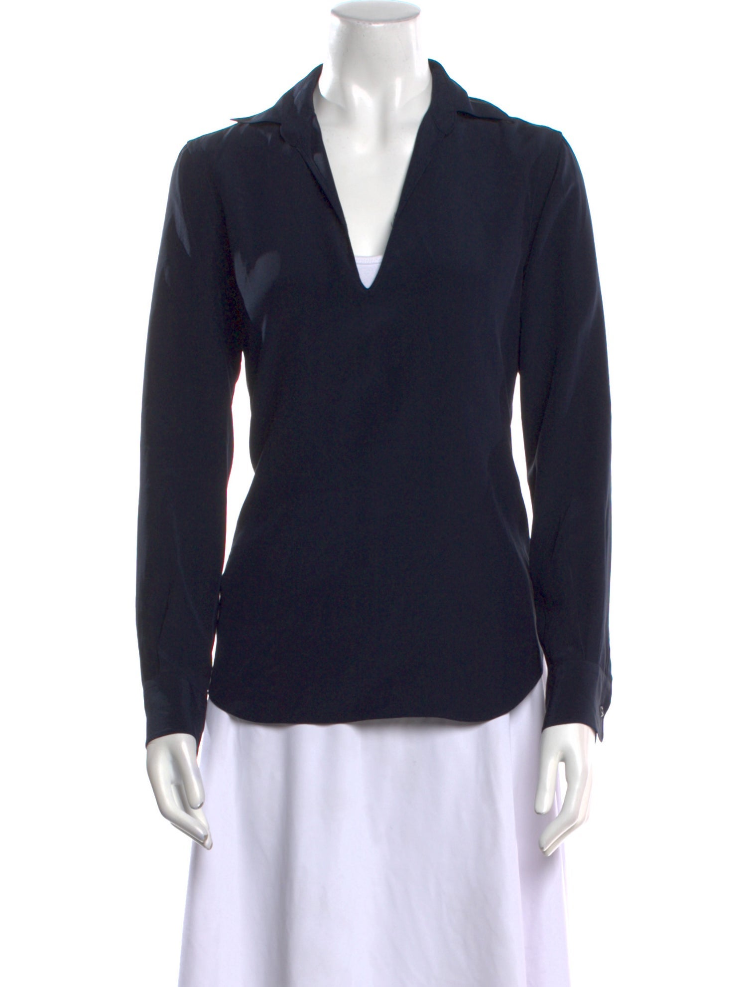 Aspesi Blu Silk V-Neck Blouse