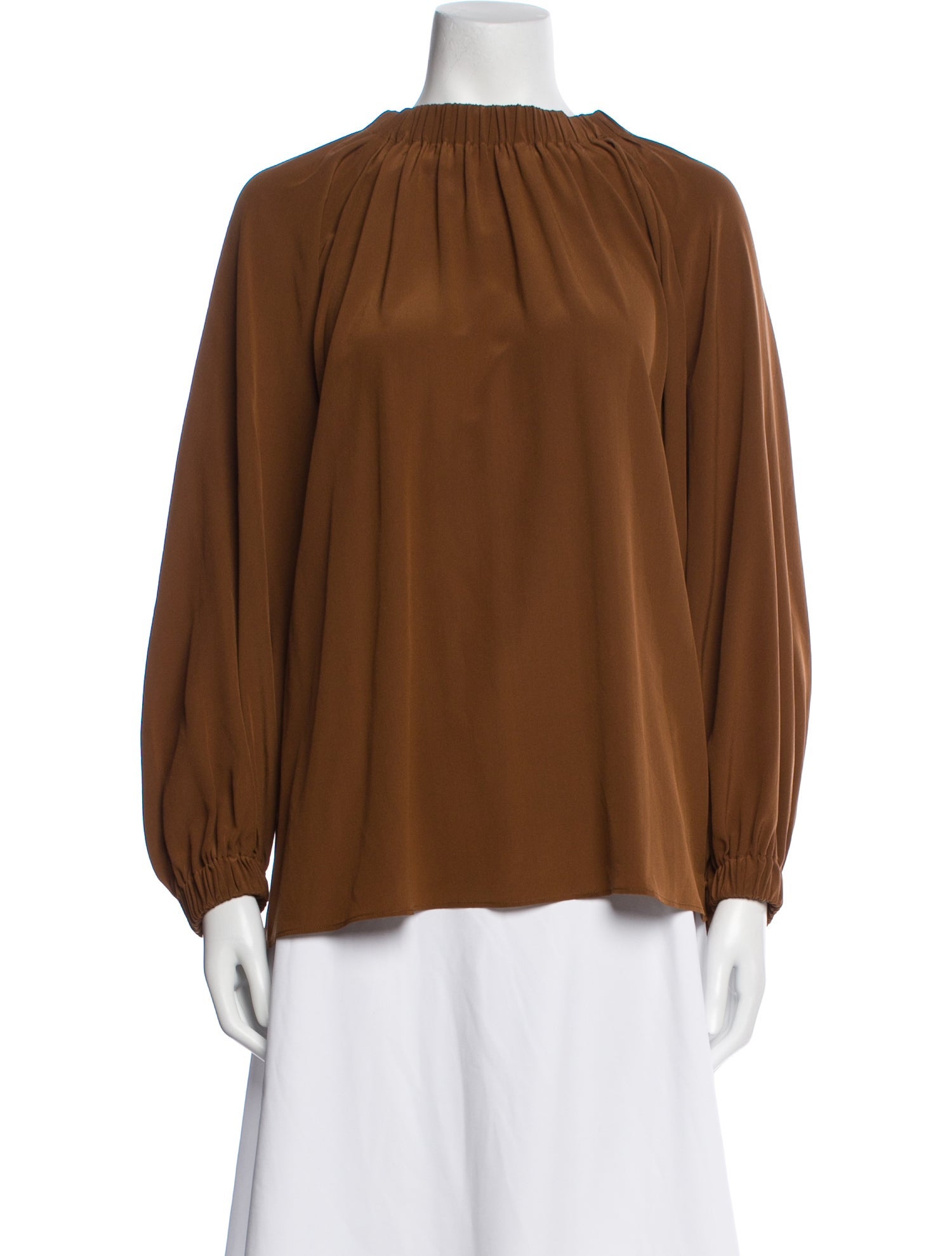 Aspesi Blu Silk Mock Neck Blouse