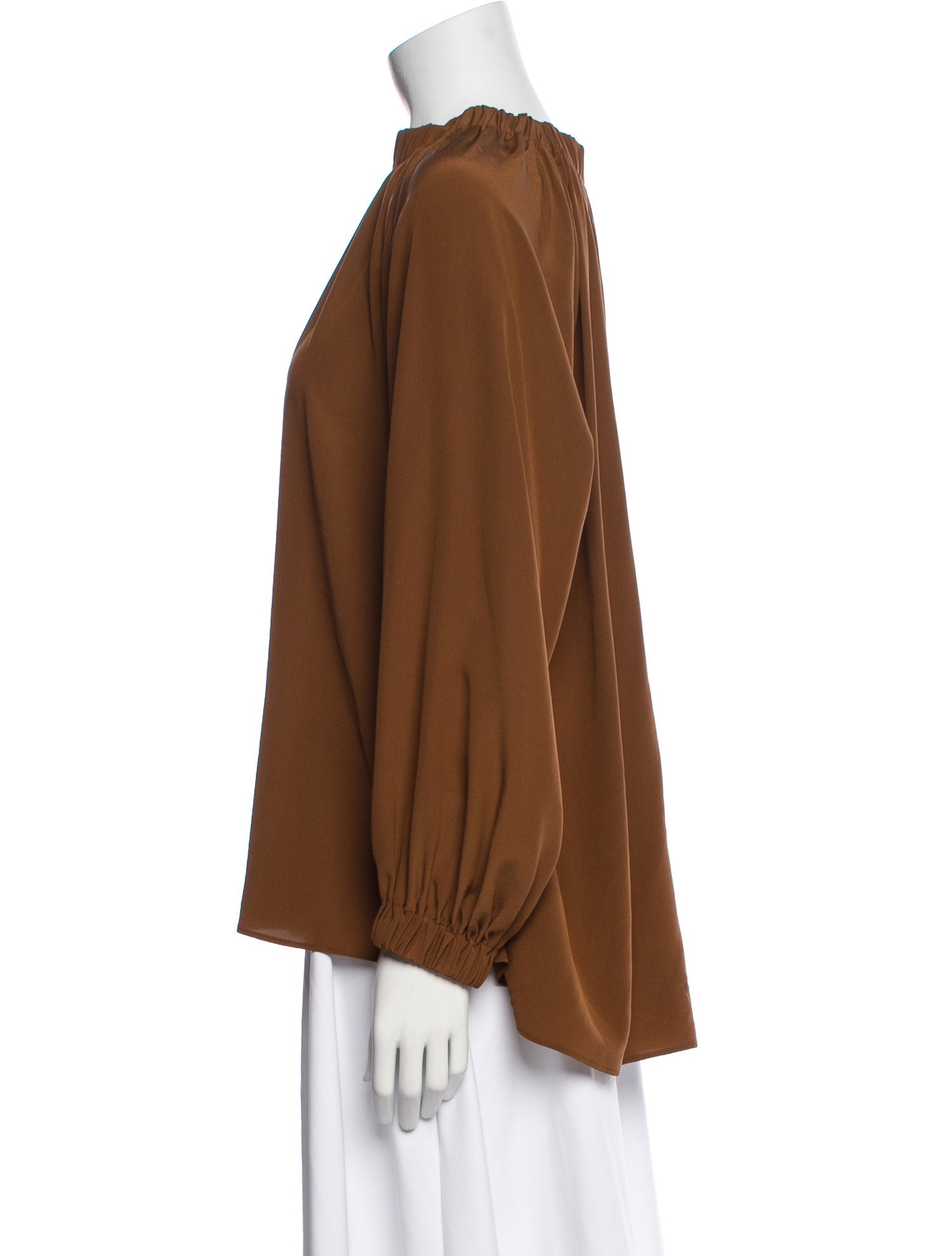 Aspesi Blu Silk Mock Neck Blouse