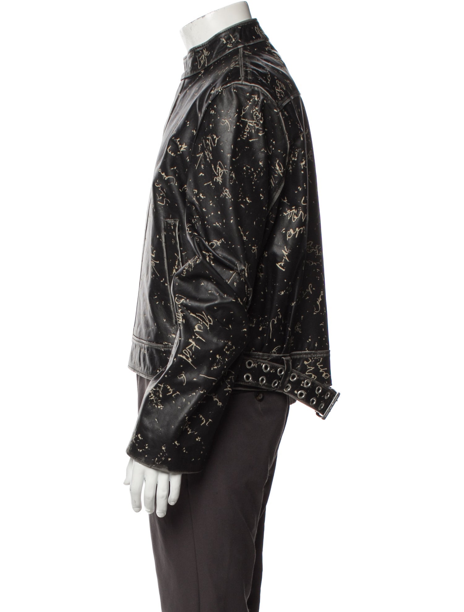 Achilles Ion Gabriel Leather Printed Moto Jacket w/ Tags