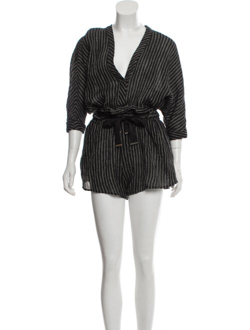 Acler Linen High-Rise Romper Black