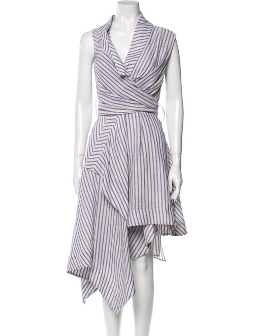 Acler Striped Midi Length Dress White