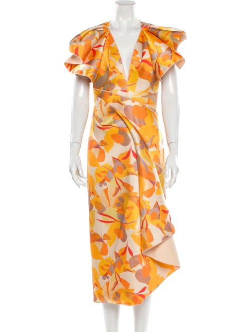 Acler Floral Print Long Dress w/ Tags Orange