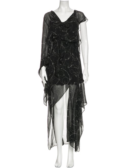 Acler Printed Long Dress Black