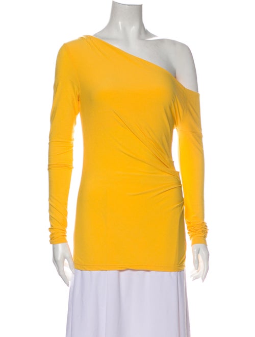 Acler One-Shoulder Long Sleeve Top Orange