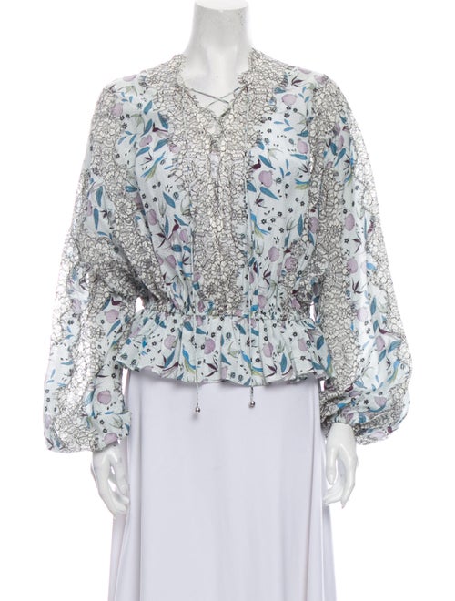 Acler Floral Print V-Neck Blouse White