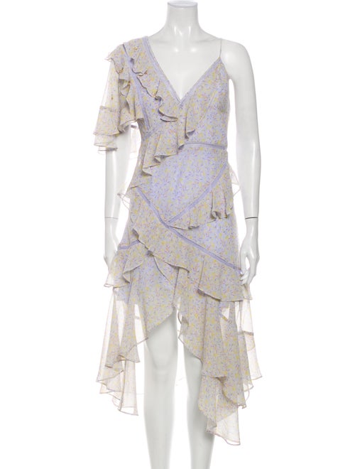 Acler Floral Print Long Dress Purple