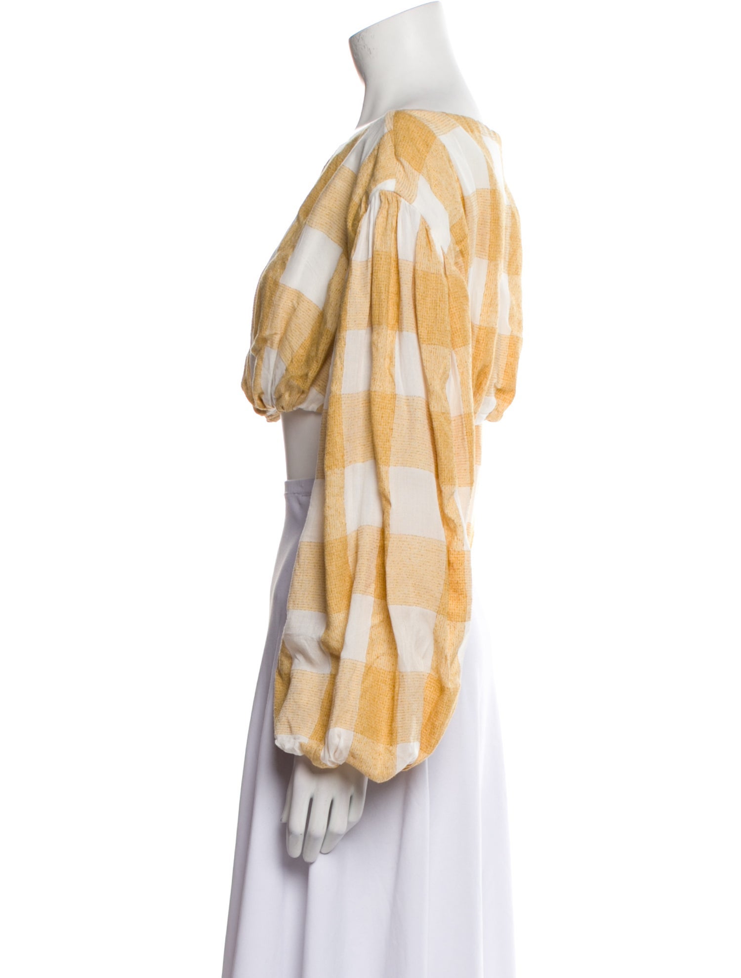 Acler Plaid Print Bateau Neckline Crop Top