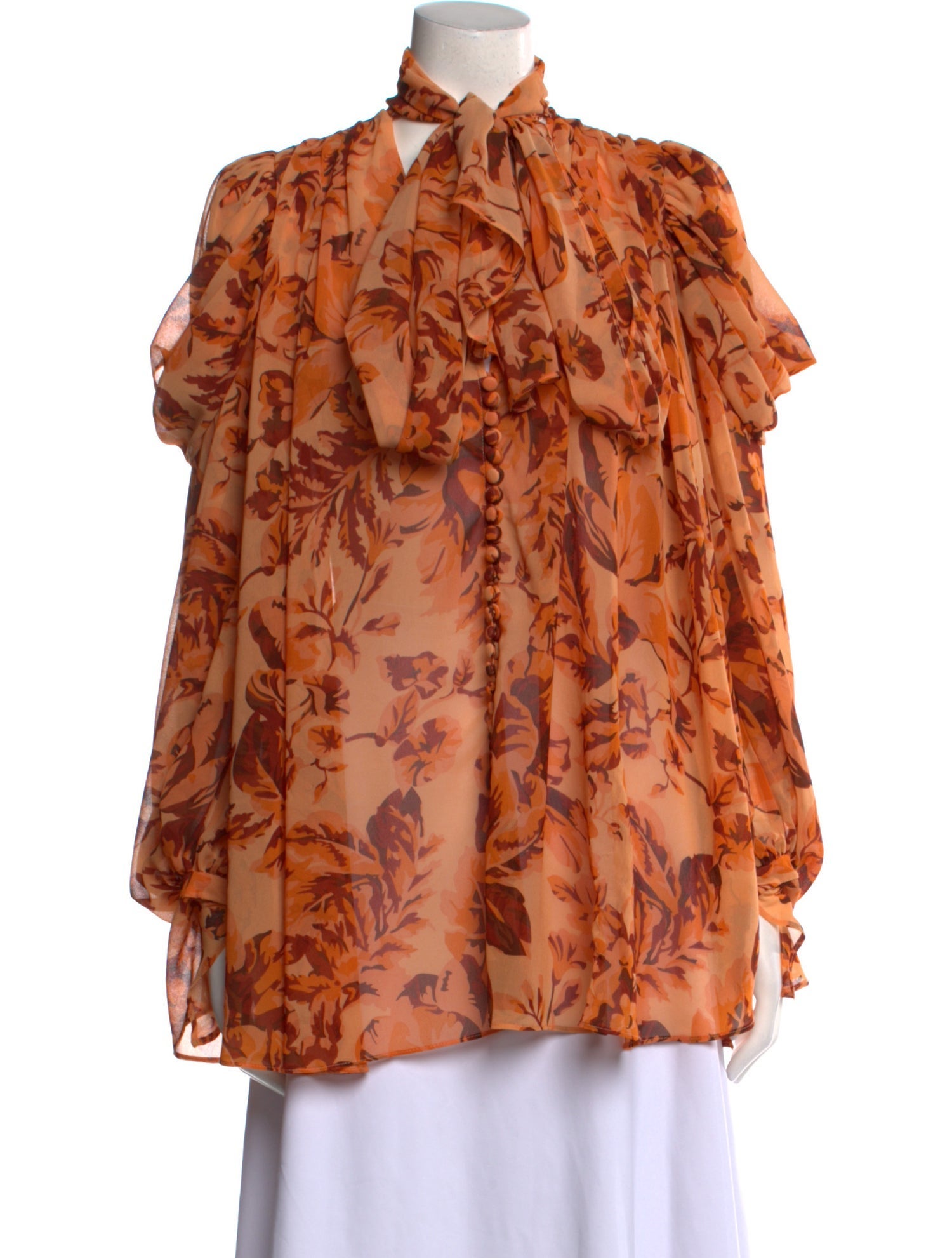 Acler Floral Print Mock Neck Blouse