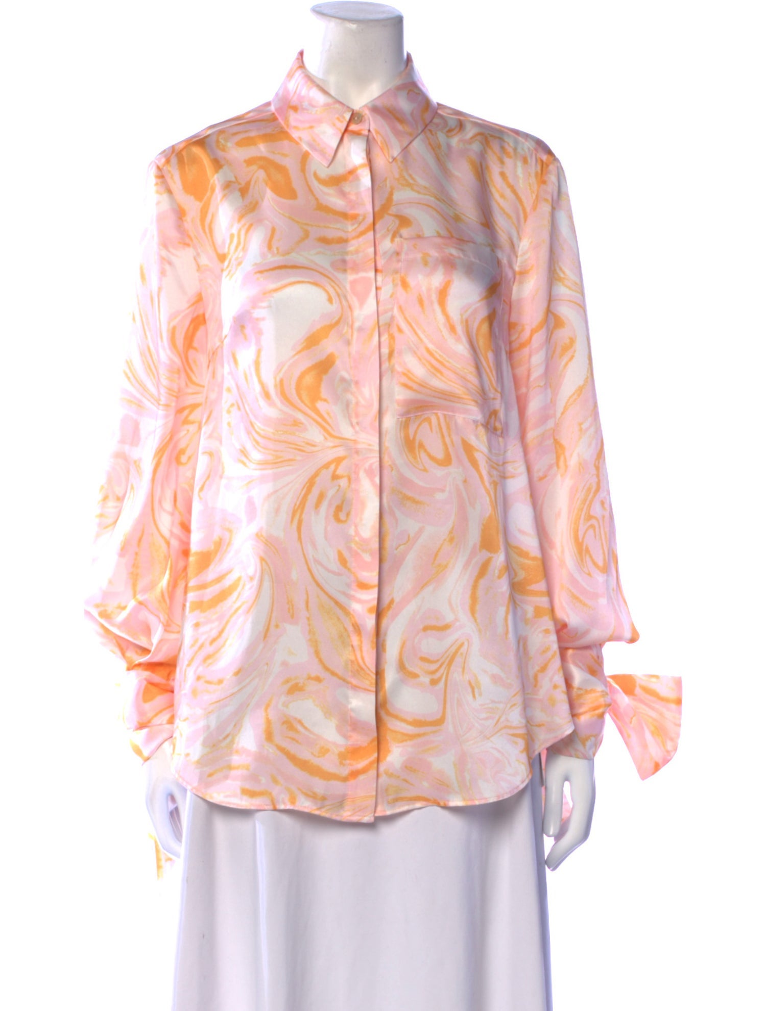 Acler Printed Long Sleeve Button-Up Top
