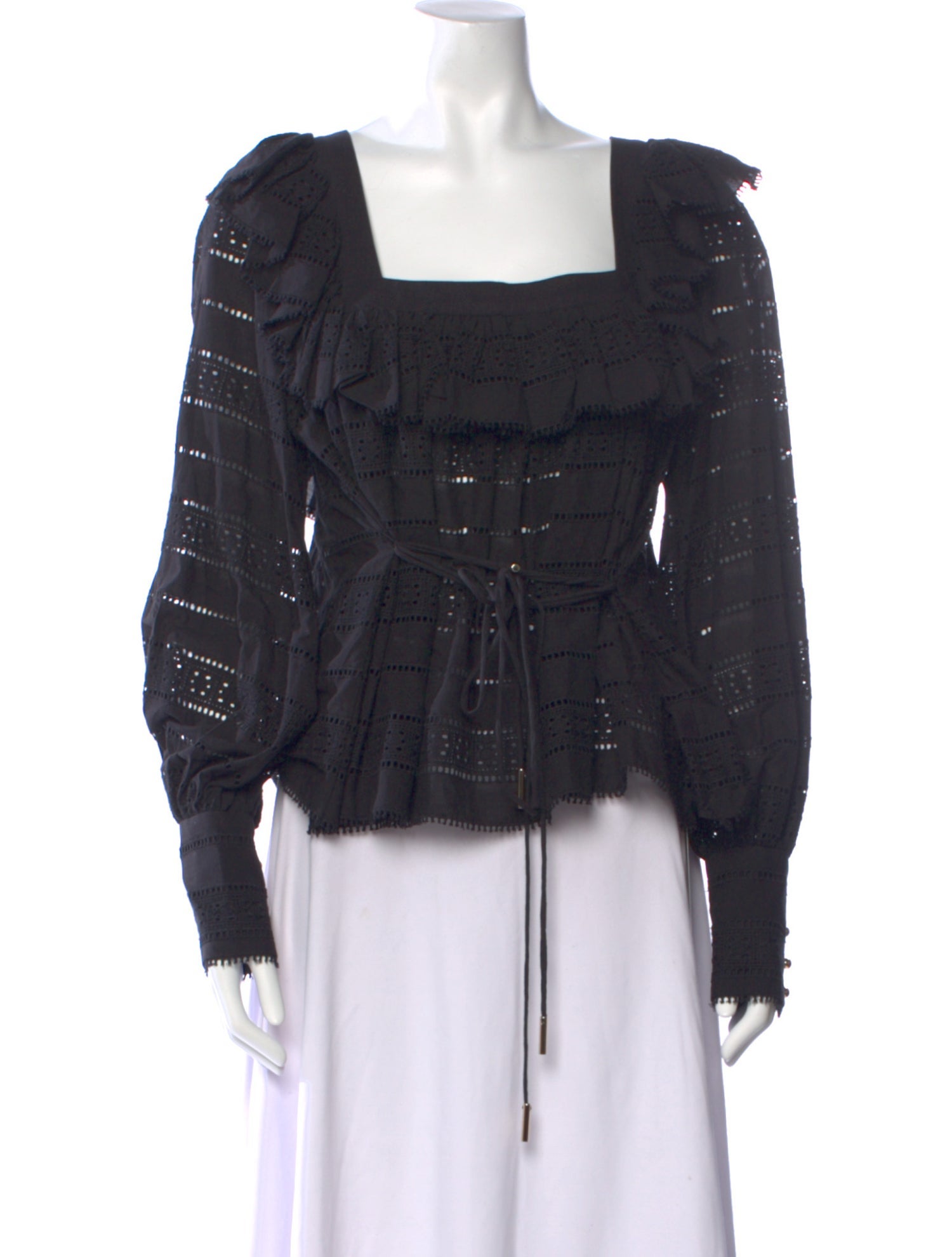 Acler Square Neckline Long Sleeve Crop Top