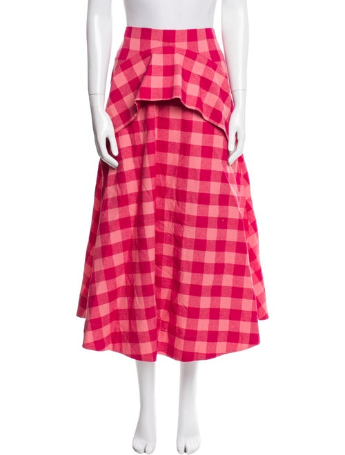 Acler Plaid Print Midi Length Skirt