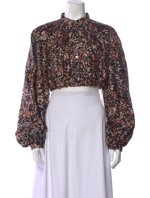 Acler Printed Mock Neck Crop Top