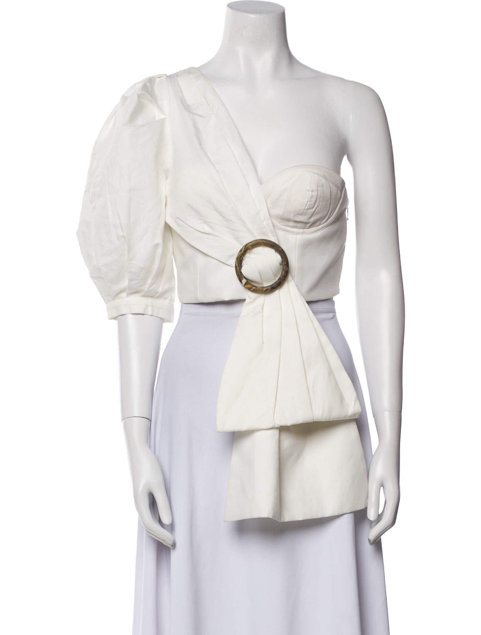 Acler One-Shoulder Three-Quarter Sleeve Crop Top