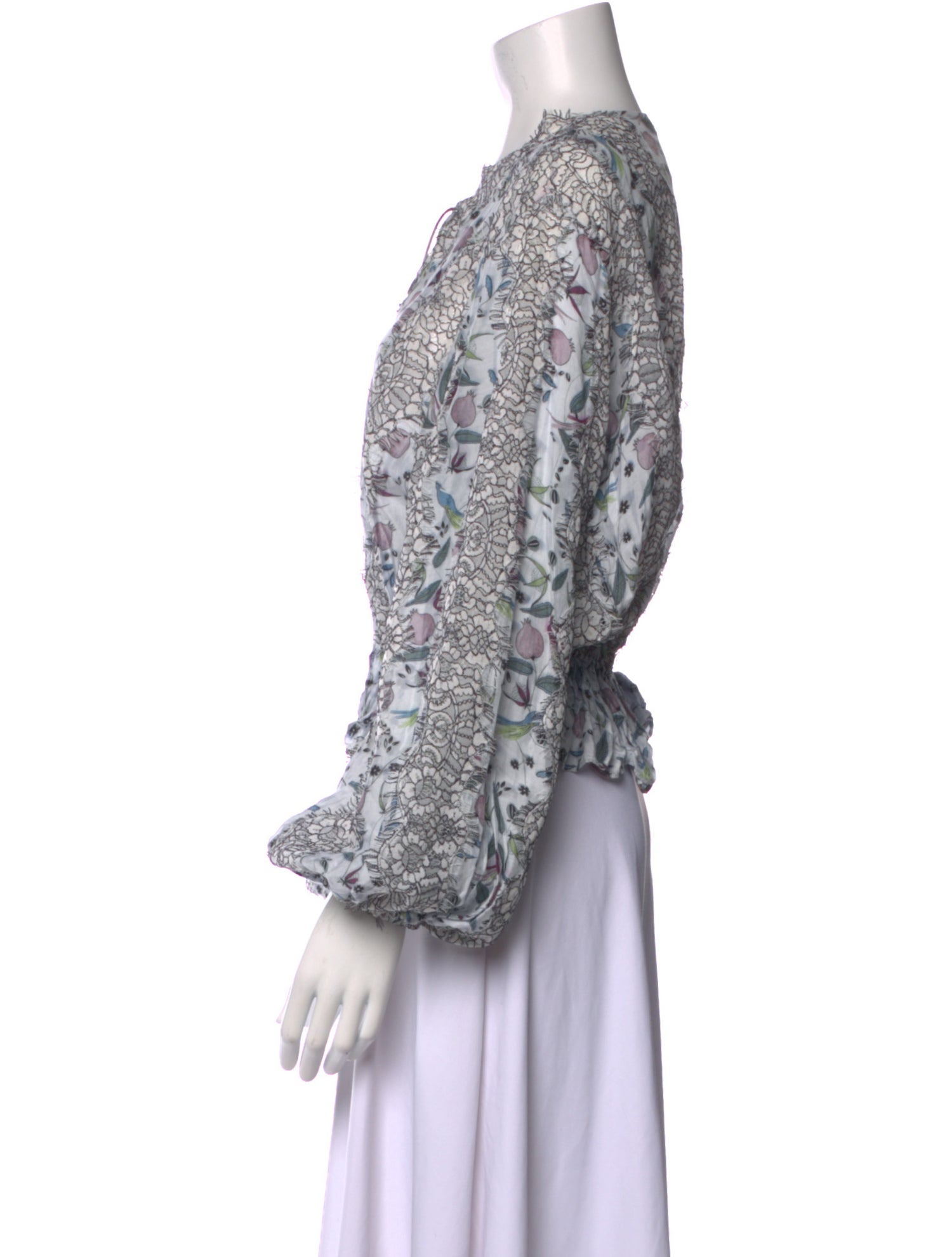 Acler Floral Print Mock Neck Blouse