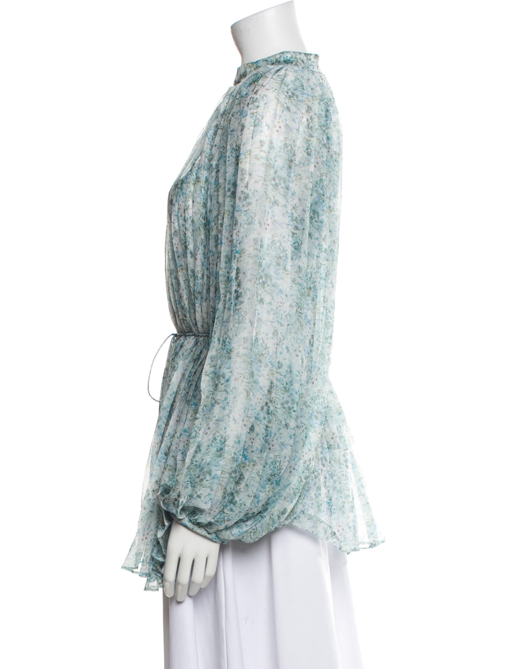 Acler Floral Print Mock Neck Blouse