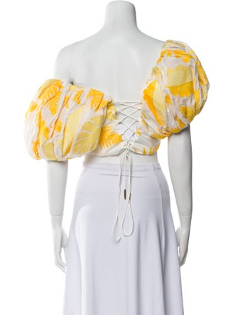 Acler Printed Square Neckline Crop Top