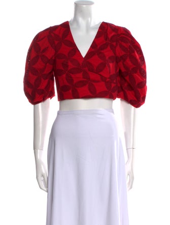 Acler Printed V-Neck Crop Top